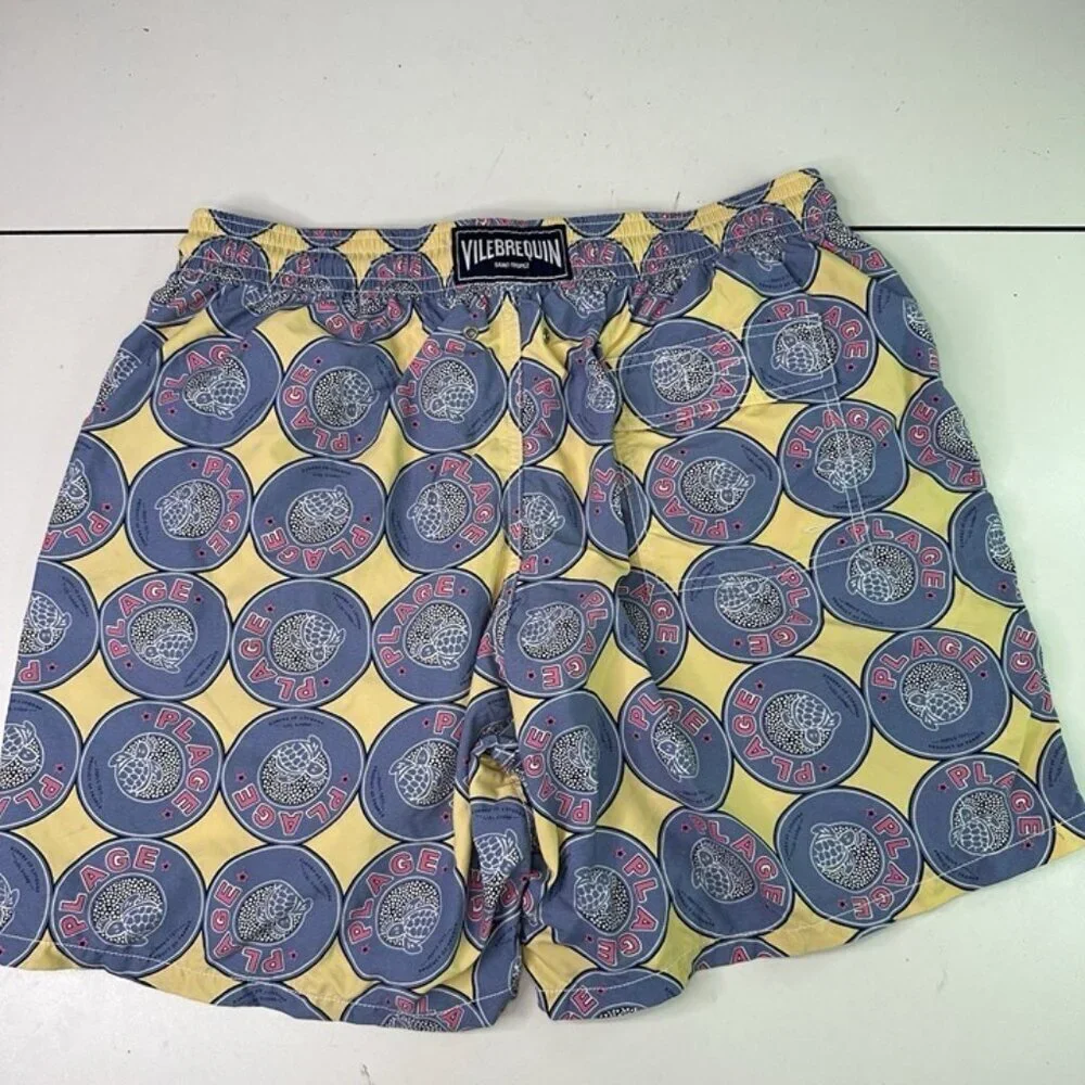 Vilebrequin Turtle Swimming Shorts Blue Yellow Floral XXL